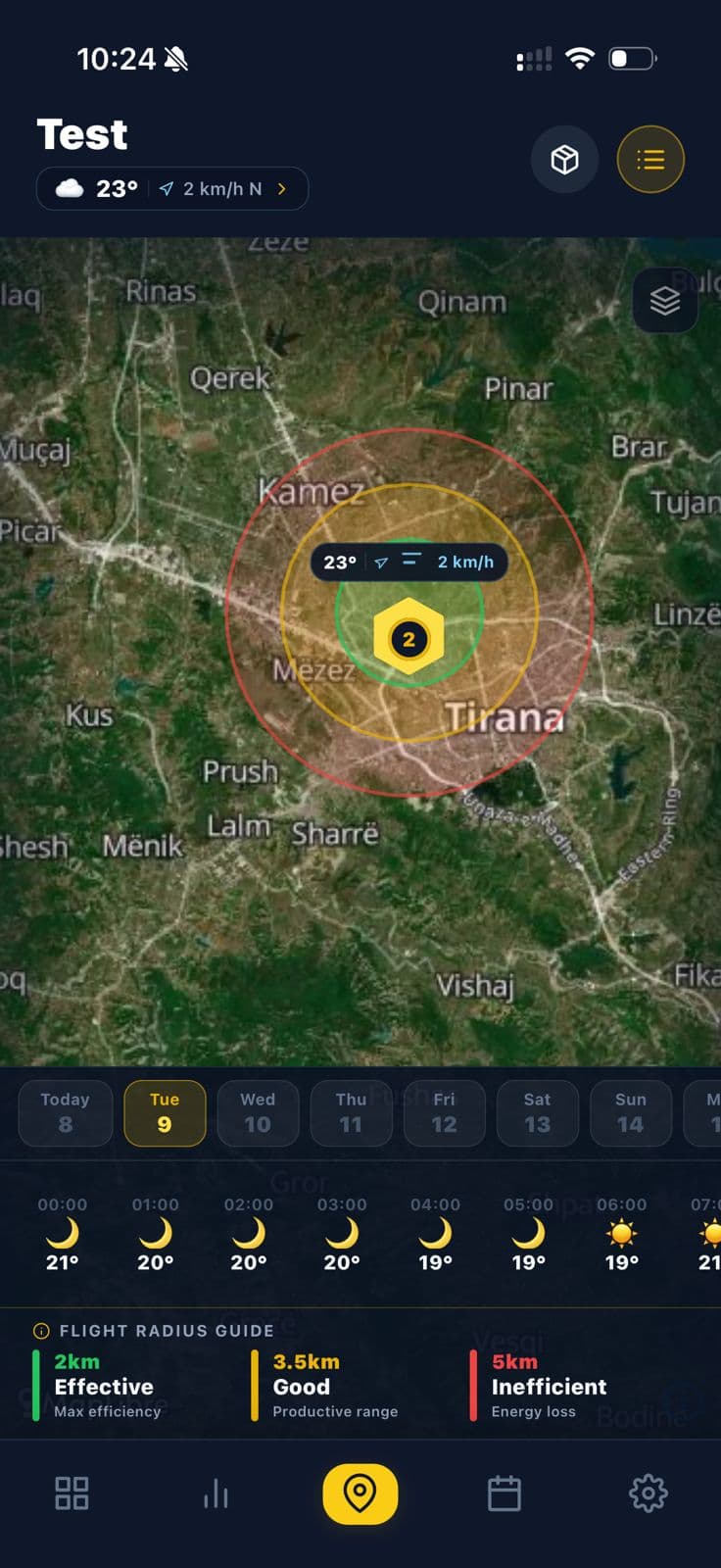 SunnyBee apiary map showing hive locations and colony status